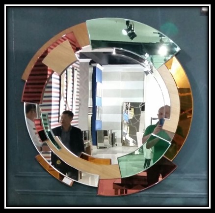 Luxury Circular Coloured Mirror with Veneer Finish