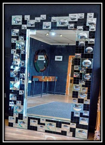 Modern Black and Sliver Bubble Effect Mirror